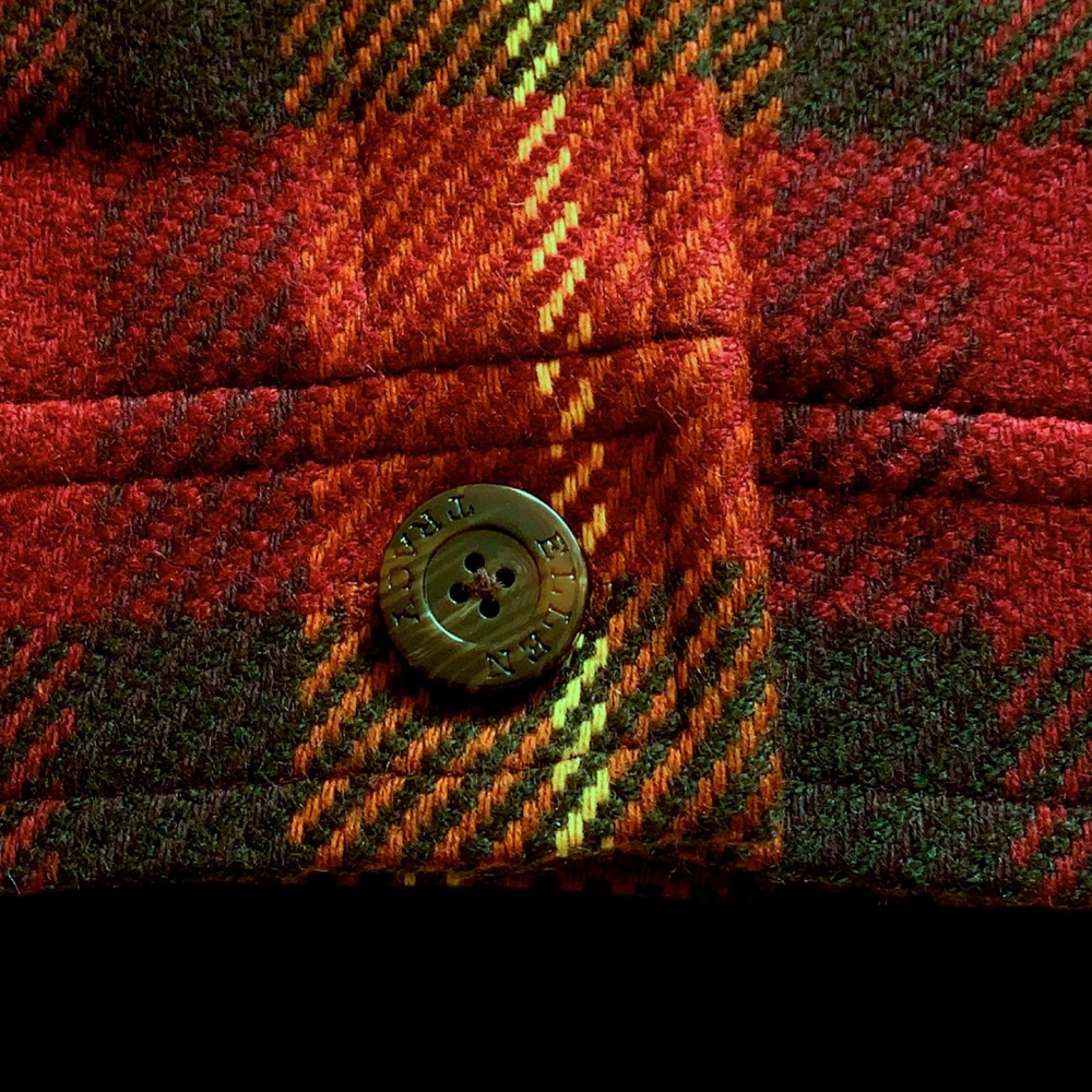 Linda Allard Ellen Tracy Pure Wool Silk Lined Tartan Plaid Blazer Button Up Coat - Picture 6 of 9